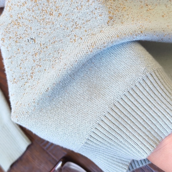 ANTHRO I Light Blue & Ombre Metallic Knit Details Cardigan Sweater by NUMPH, XS - Picture 12 of 14